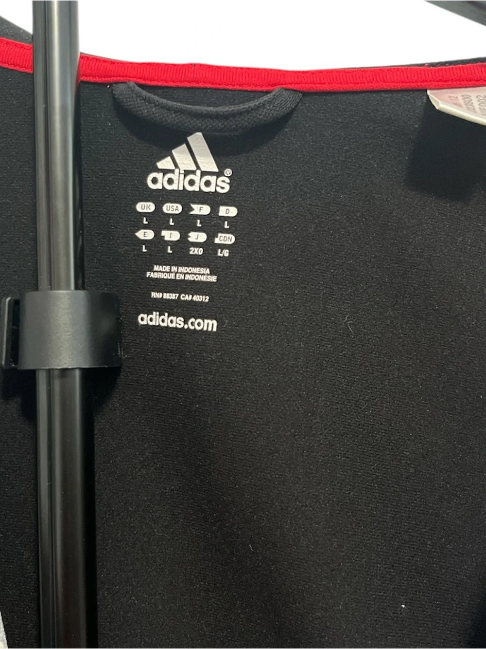 adidas Black Windbreaker Jacket with Red Trim and Hood